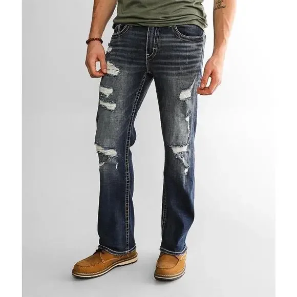 BKE Jake Bootcut Stretch Jeans Men’s 30x32 Macon Wash Distressed Denim NEW~NWT